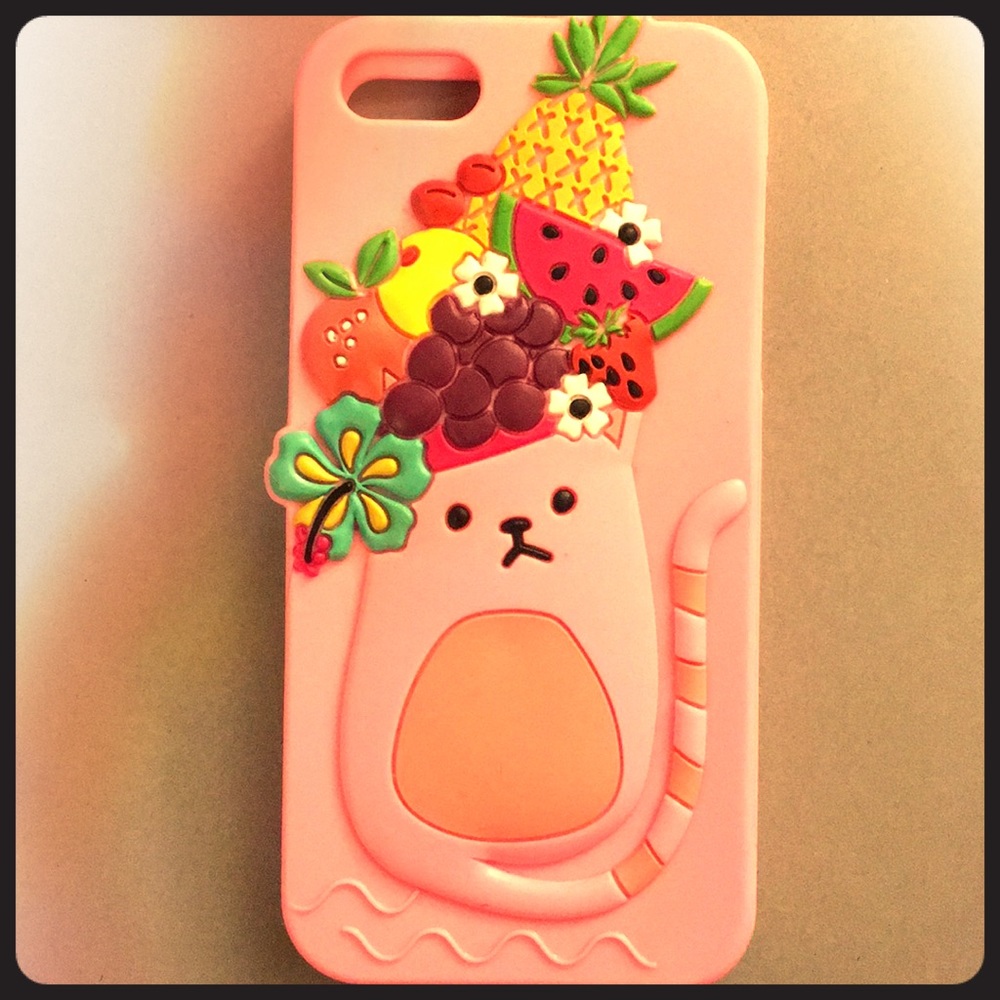 IPhone 5 / 5C / 5S / 5SE Pink Silicone Cat Case